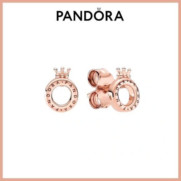 PANDORA Pink Sparkling Crown Stud Earrings 288311C01 - Jacob  NWOT Pandora Rose Gold-Plated .925 Silver Crown O Stud Earrings — Retired Style
